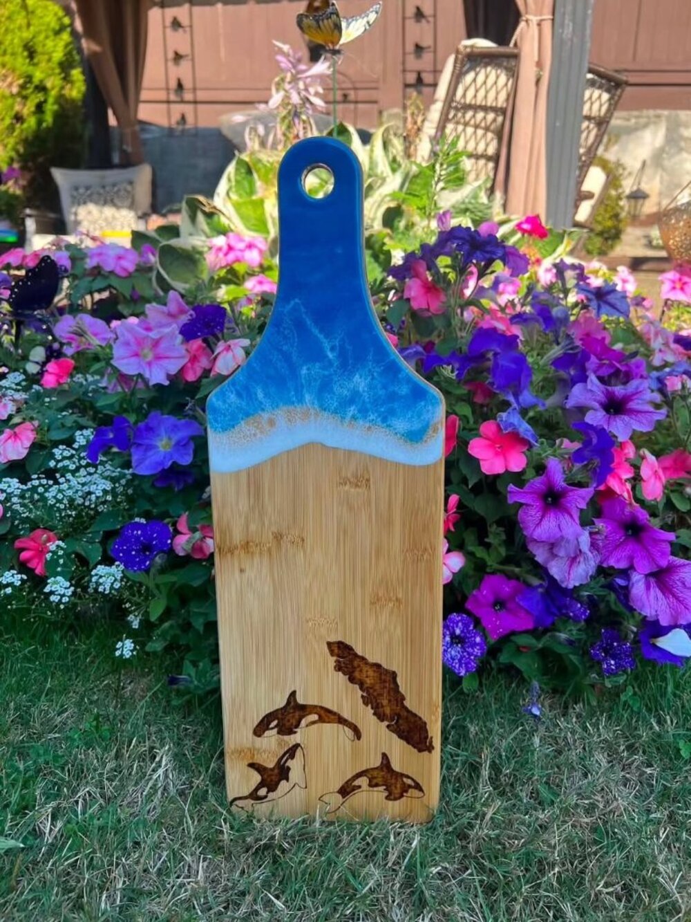 #927 Hand Drawn and Wood Burned Charcuterie Wall Decor Wood Serving Board Resin